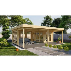 Chalet bois 9,5+29m2 Ondina 510x785cm - 40mm - Vaste espace extérieur Chalet bois 9,5+29m2 510x785cm Oletha