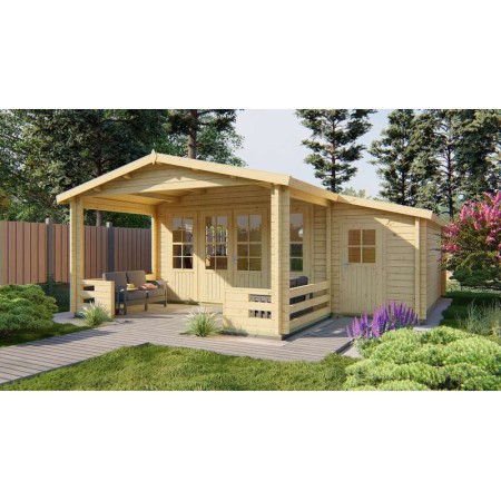 Chalet bois 17,6+6,5m2 663x594 Manchester - Jardin et chalet