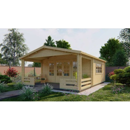 Chalet bois 21,8+11,4m2 540x663cm Nottingham