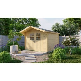 Chalet bois 9m2 Albatros 300x300cm avec auvent - 34mm Chalet bois 9m2 300x300cm Albatros