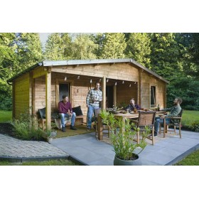 Chalet habitable 25,6+6,2m2 Litchie 731x498cm - 70mm - 3 pièces Chalet habitable 25,6+6,2m2 731x498cm Litchie