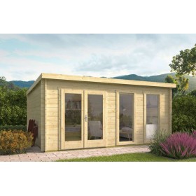Chalet bois 20m2 Bagatelle 400x500cm - 40mm - Toit plat Photo du chalet en bois Annabel de 20m2