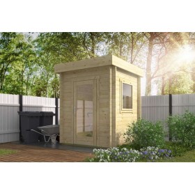 Petit abri de jardin 4m2 Fabrice 200x200cm - 40mm - Toiture plate Petit abri de jardin 4m2 Fabrice - 40mm - Toiture plate