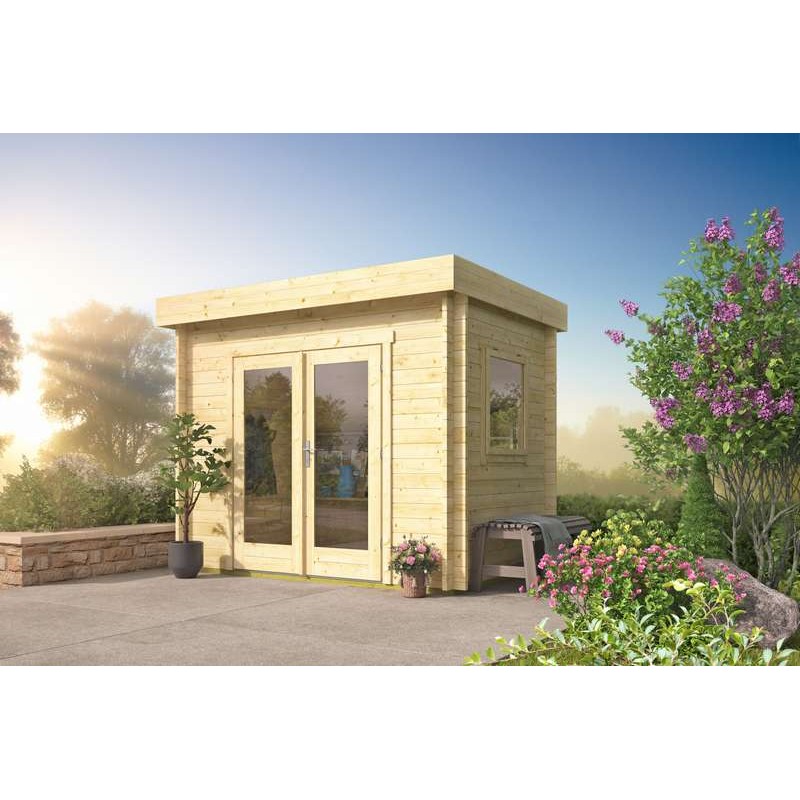 Cabane en bois 6m2 Lucie 200x300cm - 40mm - Toiture plate - Plancher
