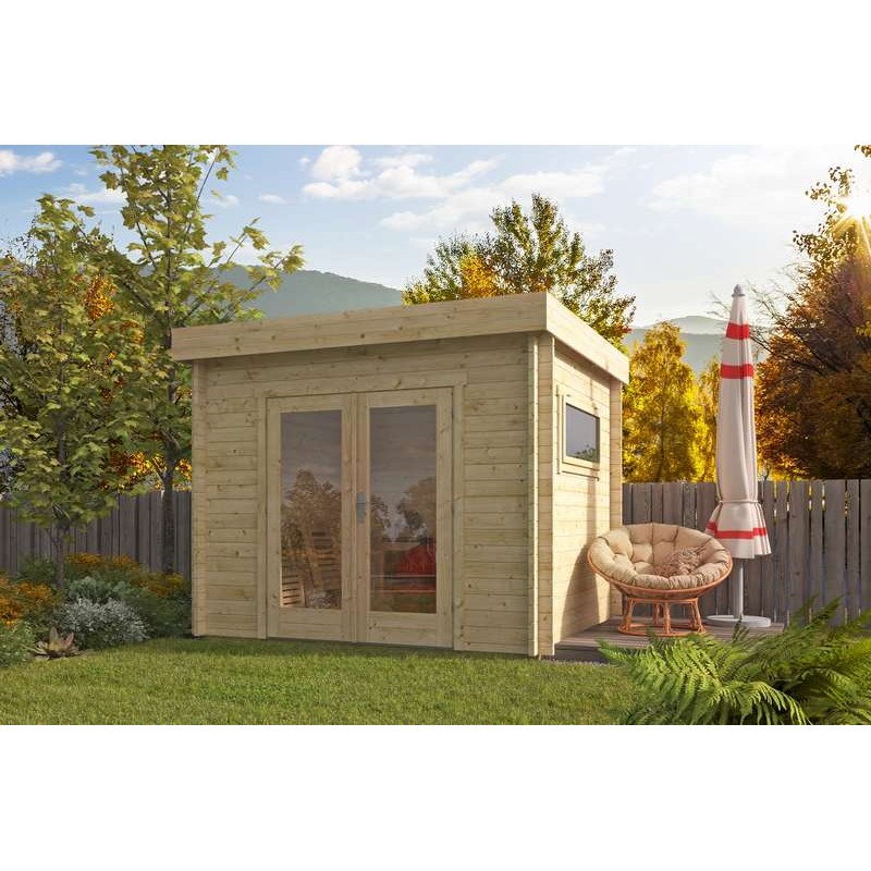 Abri en bois 7m2 Gaby 250x300cm - 40mm - Toiture plate - Plancher