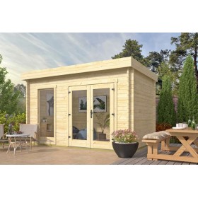 Abri de jardin 10m2 Alayna 250x400cm - 40mm - Toit plat - Plancher inclus Abri de jardin 10m2 Alayna 250x400cm - 40mm - Toit plat - Plancher inclus