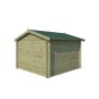 Vue arrière droite Abri de jardin 7m2 Lusine 265x265cm - 19mm - Imprégnation verte