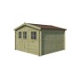 Vue de face Abri de jardin 9m2 Zuchette 295x295cm - 19mm - Imprégnation verte