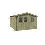 Vue de coté Abri de jardin 9m2 Zuchette 295x295cm - 19mm - Imprégnation verte