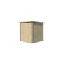 Vue de coté Abri de jardin 3m2 Swedenborg 180x180cm - 19mm - Toit en bac acier laqué