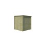 Vue de face Abri de jardin 3m2 Swedenborg 180x180cm - 19mm - Imprégnation verte