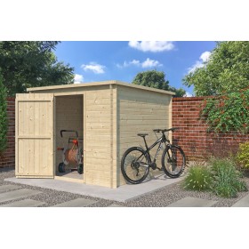 Abri de jardin 5m2 Svalbardais 240x240cm - 19mm - Toit en bac acier laqué Photo Abri de jardin 5m2 Svalbardais 240x240cm - 19mm - Toit en bac acier laqué