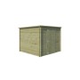 Vue de face Abri de jardin 5m2 Svalbardais 240x240cm - 19mm - Imprégnation verte