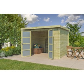 Abri de jardin 7m2 Hubert 295x250 - 19mm - Imprégnation verte Abri de jardin 7m2 Hubert 295x250 - 19mm - Imprégnation verte