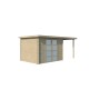 Vue autre coté Abri de jardin 12m2 Hubert 500x250 - 19mm - Toit bac acier + Feutre