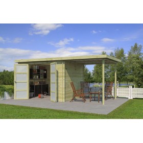 Abri de jardin 12m2 Hubert 500x250 - 19mm - Imprégnation verte Photo Abri de jardin 12m2 Hubert 500x250 - 19mm - Imprégnation verte