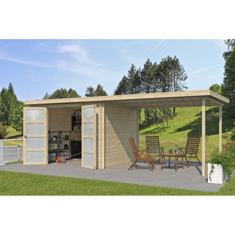 Photo Abri de jardin 15m2 Hubert 600x250 - 19mm - Toit bac acier + Feutre