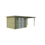 Vue miroir Abri de jardin 15m2 Hubert 600x250 - 19mm - Imprégnation verte