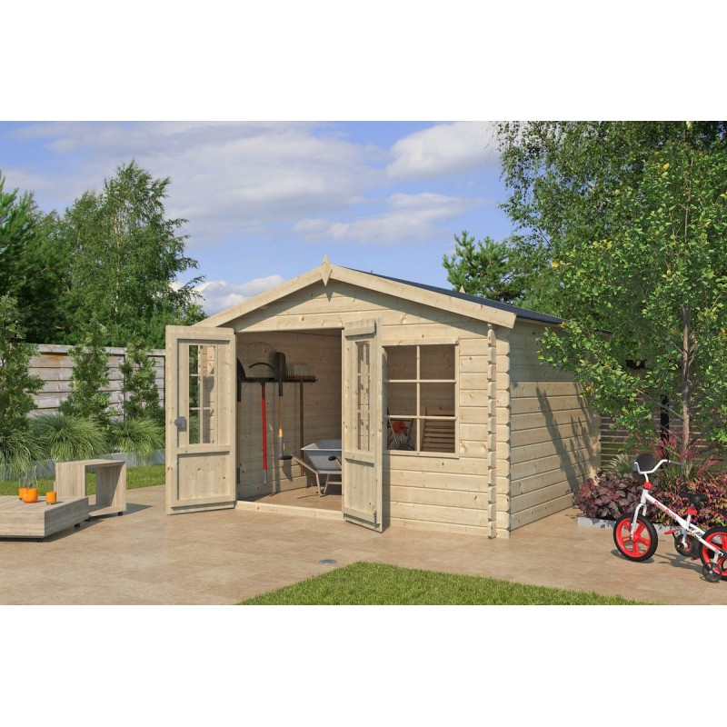 Abri de jardin 8m2 Basile 325x265 - 28mm - Couverture incluse