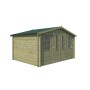 Vue de coté Abri de jardin 10m2 Basile 385x295 - 28mm - Imprégnation verte