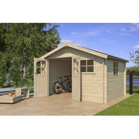 Abri de jardin 10m2 Caribe 355x295 - 28mm - Bac acier laqué + feutre Abri de jardin 10m2 Caribe 355x295 - 28mm - Couverture incluse