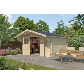 Abri de jardin 12m2 Montreal 415x320 - 28mm - Couverture incluse Photo de l'abri de jardin 12m2 Montreal 415x320