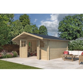 Abri de jardin 15m2 Montreal XL 415x385+90 - 28mm - Couverture incluse Photo de l'abri de jardin 12m2 Montreal  15m2 - 28mm - Couverture incluse