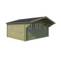 Vue miroir e l'abri de jardin 12m2 Sabalos 445x295+90 - 28mm - Imprégnation verte