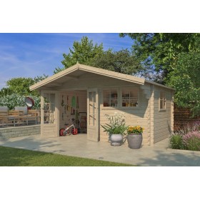 Abri de jardin 12m2 Koumac 445x295+90 - 44mm - Bardeaux inclus Photo de l'abri de jardin 12m2 - Bardeaux inclus