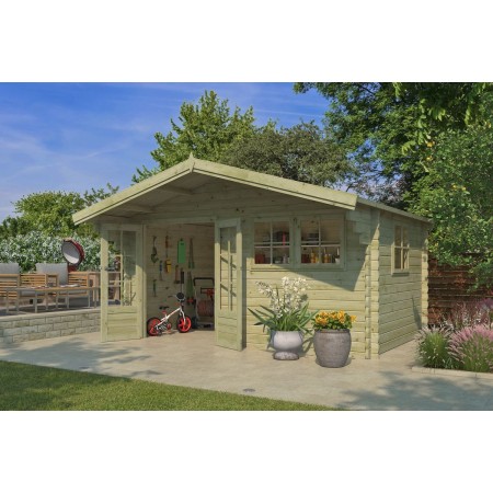 Photo de l'abri de jardin 12m2 Koumac - 44mm - Imprégnation verte