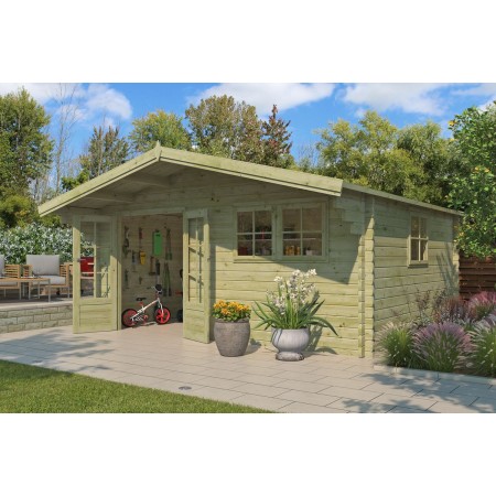 Photo de l'abri de jardin 20m2 Koumac - 44mm - Imprégnation verte