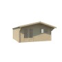Vue de coté du chalet bois 25m2 Koumac - 44mm - Bardeaux inclus
