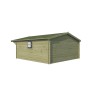 Vue de dos du chalet bois 25m2 Koumac - 44mm - Imprégnation verte