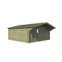 Vue de coté du chalet bois 25m2 Koumac - 44mm - Imprégnation verte