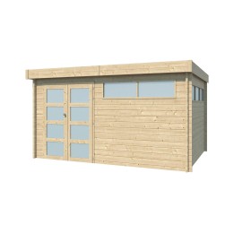 Abri de jardin 12m2 - 415x295cm - 44mm - Bac acier laqué avec feutre anti-condensation Vue de l'Abri de jardin 12m2 - Bac acier laqué