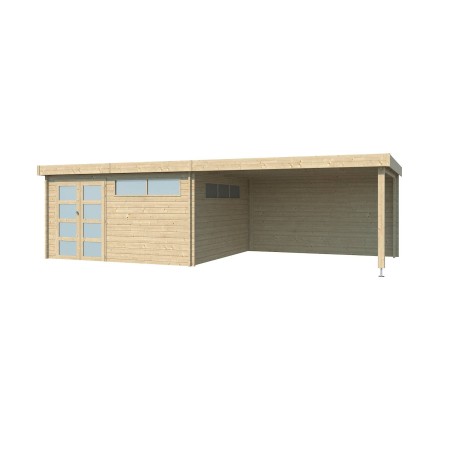 Vue du Pool House 30m2 - Bac acier laqué - Toit plat
