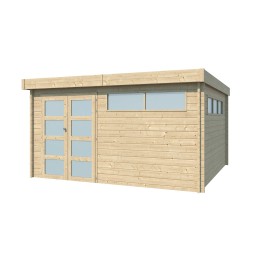 Abri de jardin 15m2 - 505x295cm - 44mm - Bac acier laqué - Toit plat Vue de l'Abri de jardin 15m2 - Toit plat - Bac acier laqué