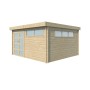 Vue latérale de l'Abri de jardin 15m2 - Toit plat - Bac acier laqué