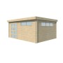Vue latérale du chalet bois 20m2 - Bac acier laqué - Toit plat