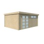 Vue miroir du chalet bois 20m2 - Bac acier laqué - Toit plat