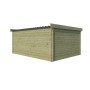 Vue de dos du Chalet Bois / Bureau 20m² - Imprégnation verte - Toit plat