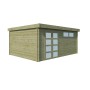 Vue miroir du Chalet Bois / Bureau 20m² - Imprégnation verte - Toit plat