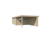 Vue latérale u Pool House 35m2 - 905x385cm - 44mm - Bac acier laqué - Toit plat