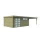 Vue de coté du Pool House 35m2 - 44mm - Imprégnation verte - Toit plat