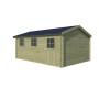 Vue de coté du Garage bois 20m2 Classic toit bac acier - imprégnation verte
