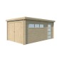 Vue de coté du Garage bois 16m2 Orge - Toit bac acier laqué - 1 voiture
