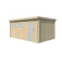 Vue latérale du Garage bois 16m2 Orge - Toit bac acier laqué - 1 voiture