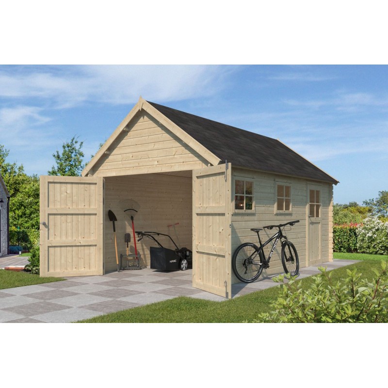 Photo du Garage bois 17m2 Glouton 535x320 Toit en bardeaux - 1 voiture