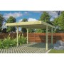 Photo de coté du Carport voiture 15m2 Simple - Imprégné Vert - panneaux ondulés en fibre de verre