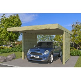 Carport voiture 15m2 Combi 1 300x500cm - Imprégné Vert - panneaux ondulés en fibre de verre Photo du Carport voiture 15m2 Combi Imprégné Vert - panneaux ondulés en fibre de verre